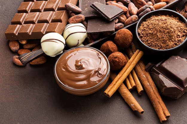 Photo gratuite délicieux tartinade au chocolat