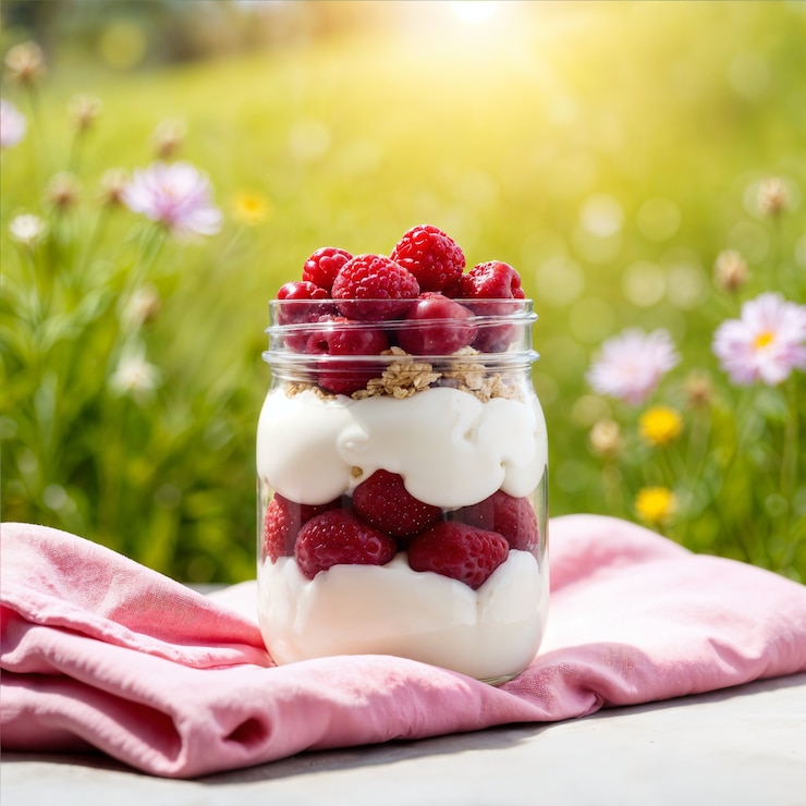 Photo gratuit un délicieux yogourt aux baies parfait.