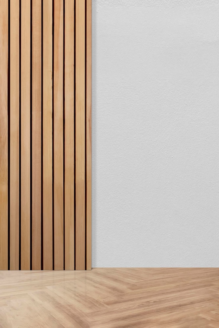 Photo gratuit design d'intérieur de chambre minimale vide avec sol en arête de poisson