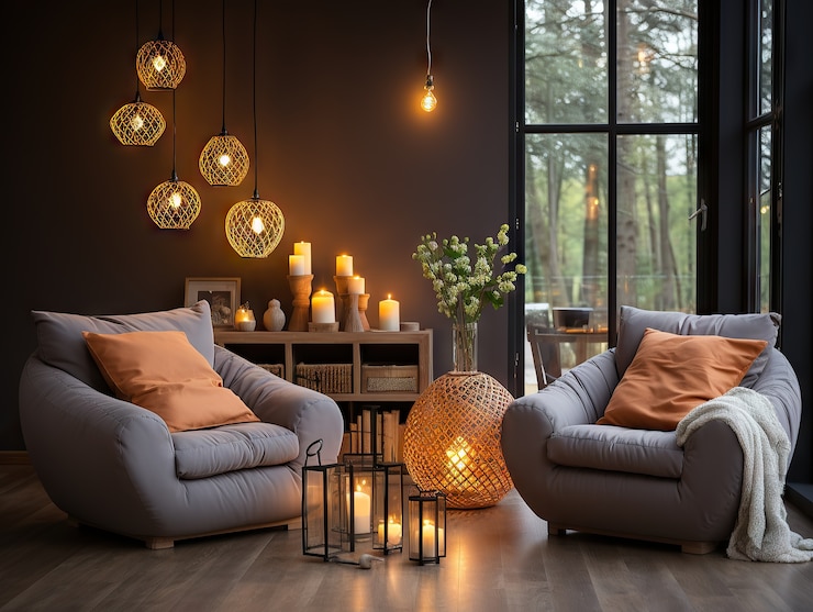 Photo gratuit design d'intérieur confortable et animé