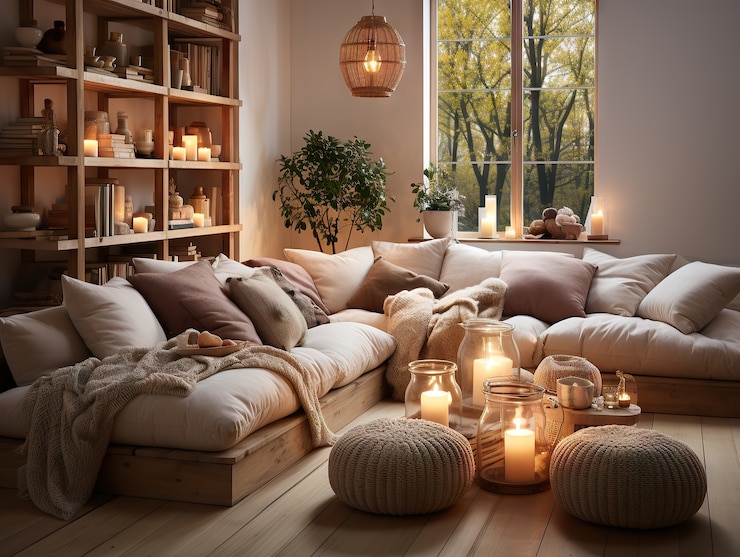 Photo gratuit design d'intérieur confortable et animé