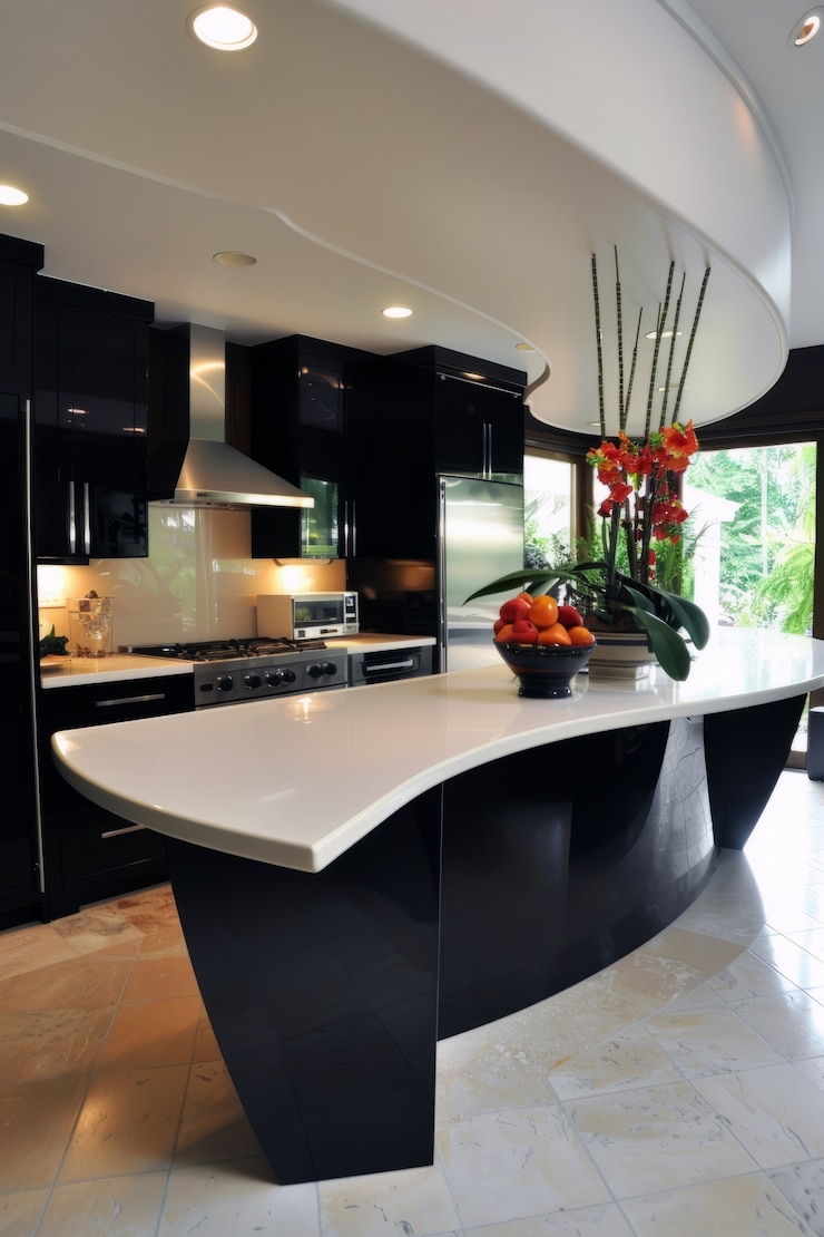 Photo gratuit design d'intérieur de cuisine moderne