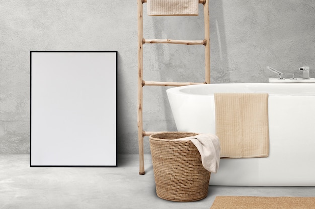 Design d'intérieur de salle de bain Japandi avec des meubles en bois