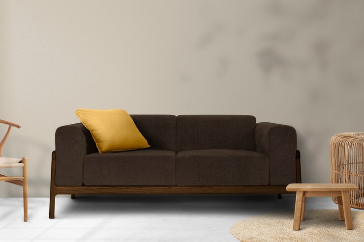 Photo gratuit design d'intérieur de salon minimal avec ombre de feuille sur un mur