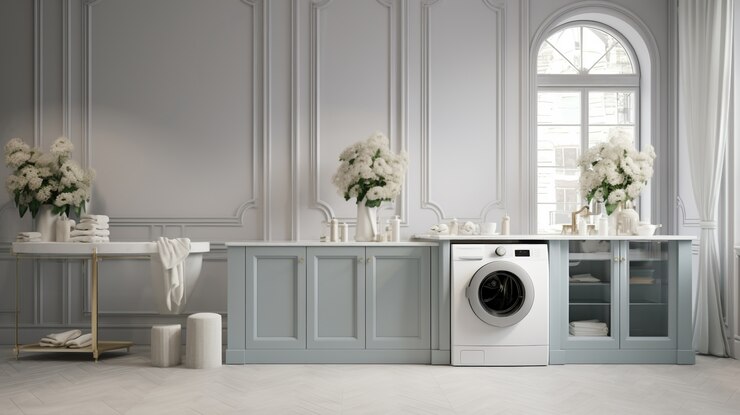 Photo gratuit design d'intérieur de style néoclassique avec décor et meubles