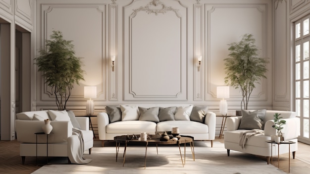 Design d'intérieur de style néoclassique avec décor et meubles