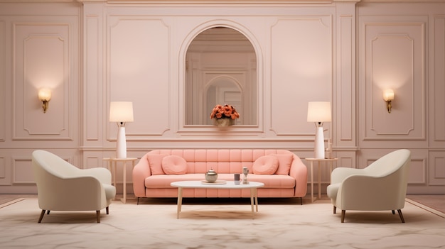 Photo gratuite design d'intérieur de style néoclassique avec meubles et décor