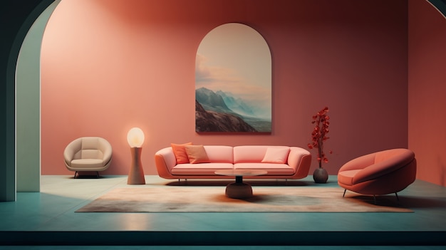 Photo gratuite design d'intérieur de style néoclassique avec meubles et décor