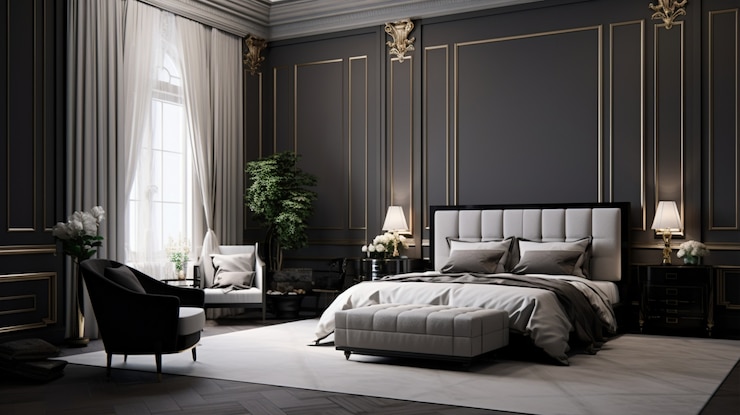 Photo gratuit design d'intérieur de style néoclassique avec meubles et décor