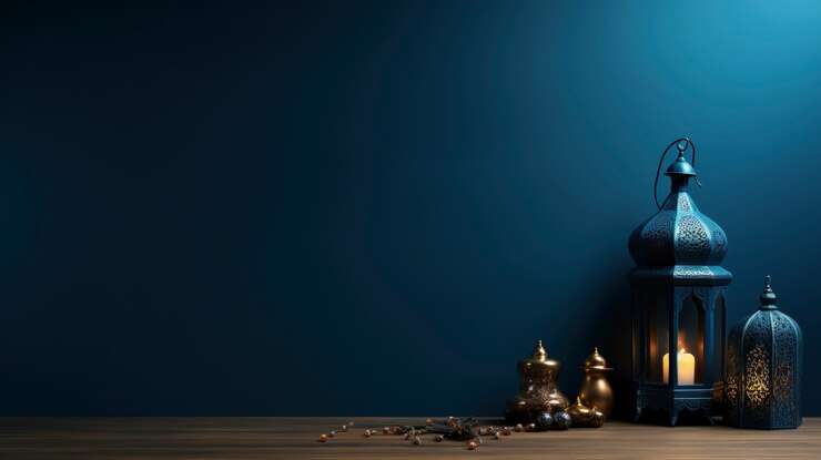 Photo gratuit design de lanterne de style islamique pour la célébration du ramadan avec un espace de copie