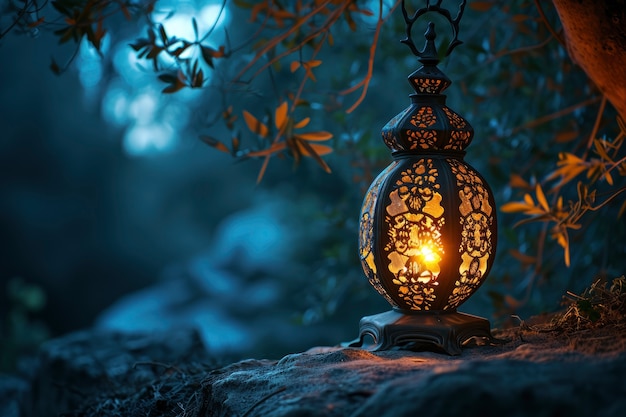 Photo gratuite design de lanterne de style islamique pour la célébration du ramadan avec espace de copie