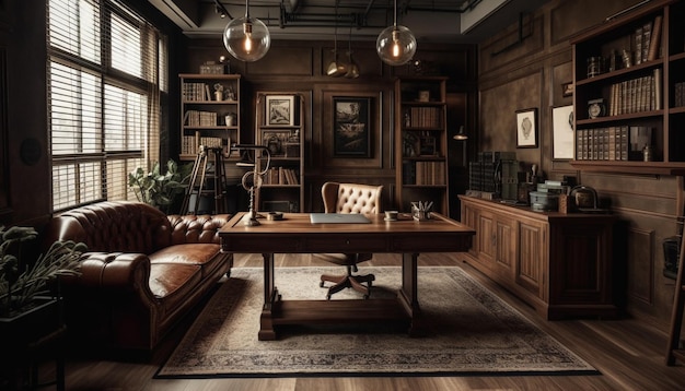 Design de luxe moderne à l'intérieur d'un loft rustique généré par AI