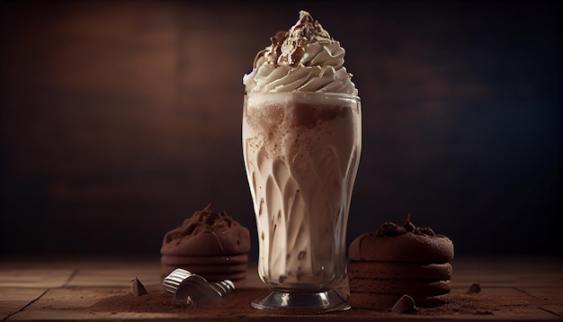 Photo gratuite dessert au chocolat décadent sur table en bois rustique ia générative