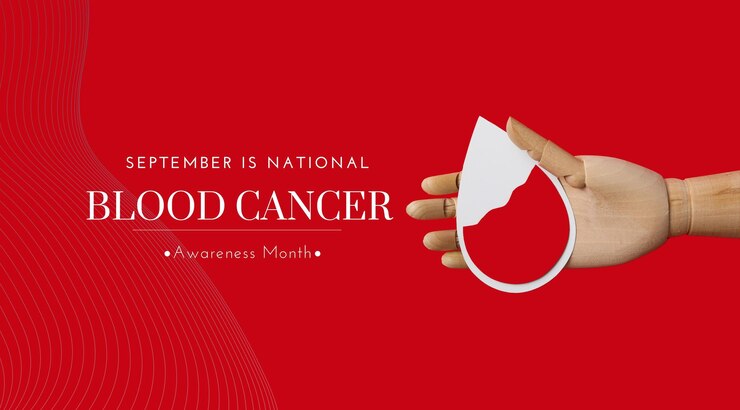 Photo gratuit dessin du mois de sensibilisation au cancer du sang de septembre sur un fond rouge