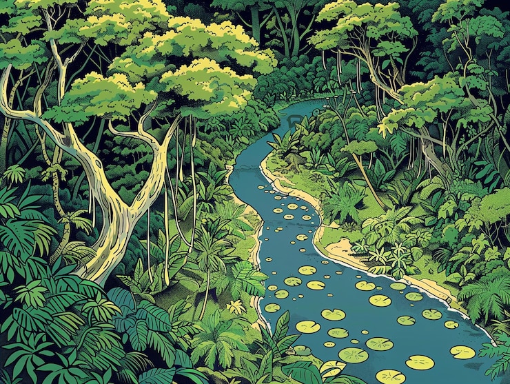 Photo gratuit des dessins animés de paysages de jungle