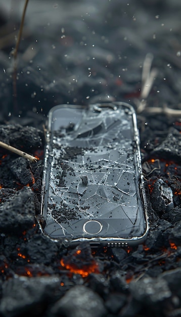 Photo gratuite destruction de la scène du smartphone