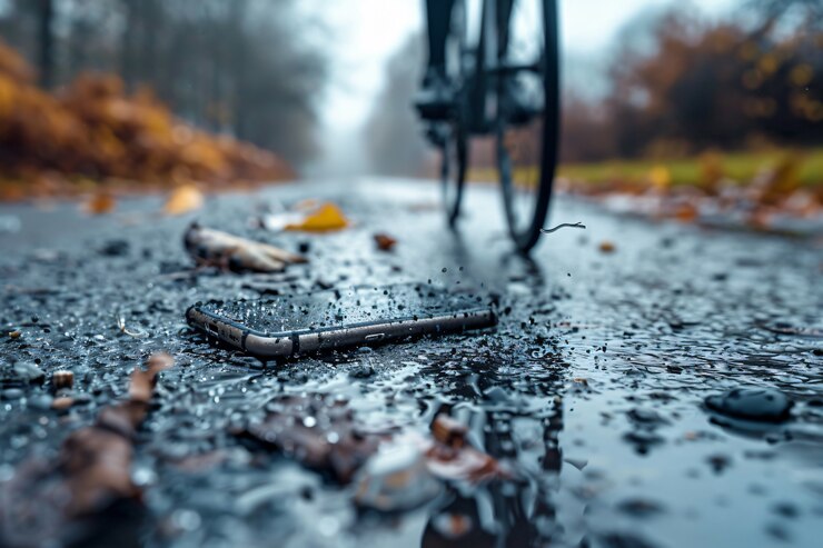 Photo gratuit destruction de la scène du smartphone