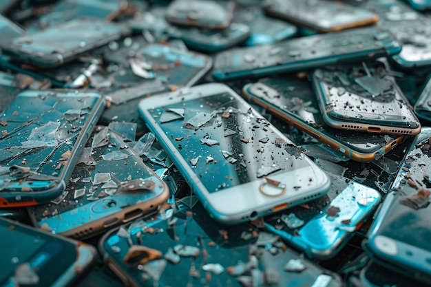 Photo gratuite destruction de smartphones illustrée