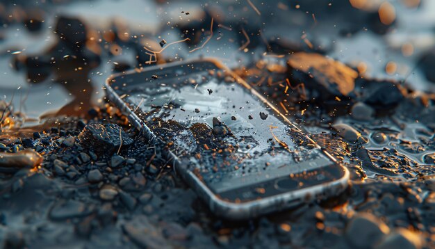 Photo gratuite destruction de smartphones illustrée