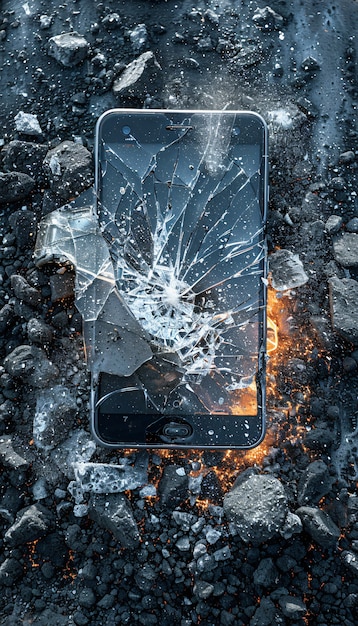 Destruction de smartphones illustrée