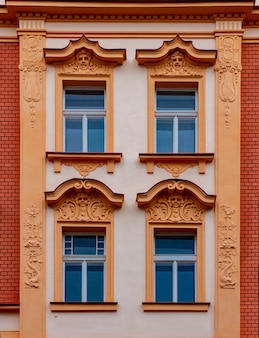 Détail du bâtiment traditionnel de prague, république tchèque