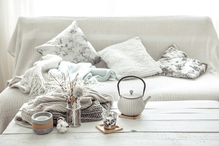 Photo gratuit détails de la décoration intérieure de style scandinave. concept de confort de la maison et de style moderne.