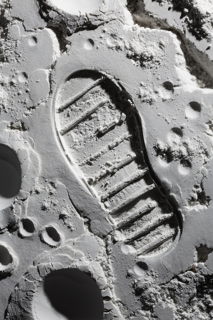 Détails du pas de pied du concept de texture de lune