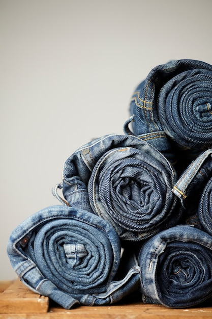 les détails du tissu blue jeans