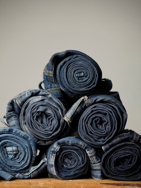 les détails du tissu blue jeans