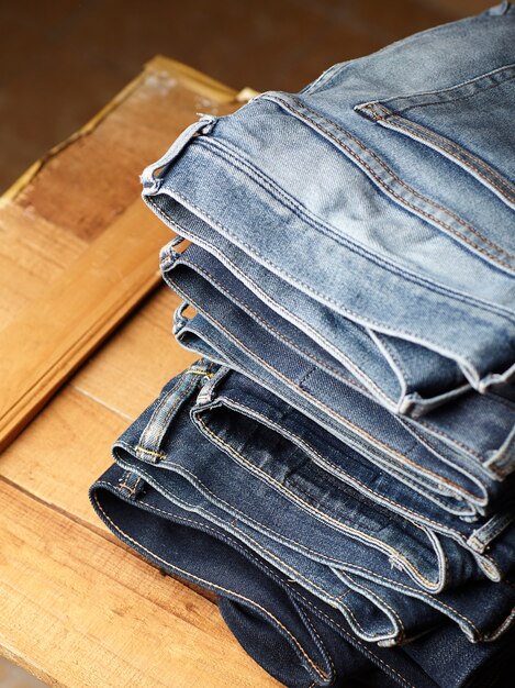 les détails du tissu blue jeans