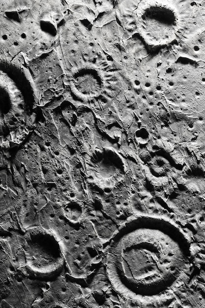 Détails en noir et blanc du concept de texture de lune