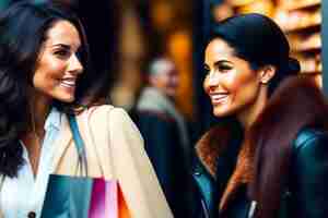 Photo gratuite deux femmes sourient et sourient dans la rue.