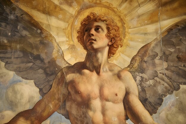 Le dieu soleil représenté comme un homme puissant dans un décor de la Renaissance