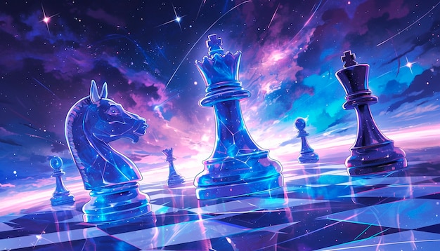 Photo gratuite digital art style abstract chess pieces