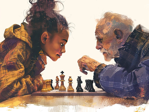 Photo gratuite digital art style scene with people playing chess