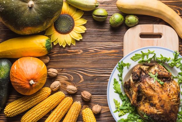 Dinde et légumes pour Thanksgiving
