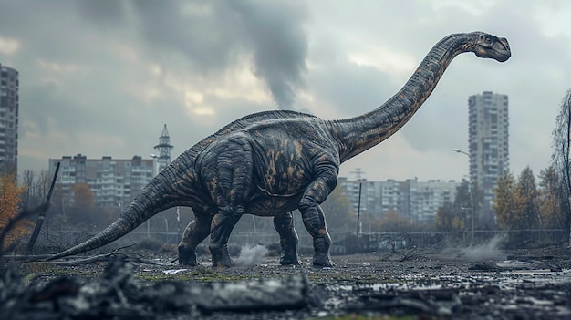Photo gratuite dinosaure sauropode dans la nature