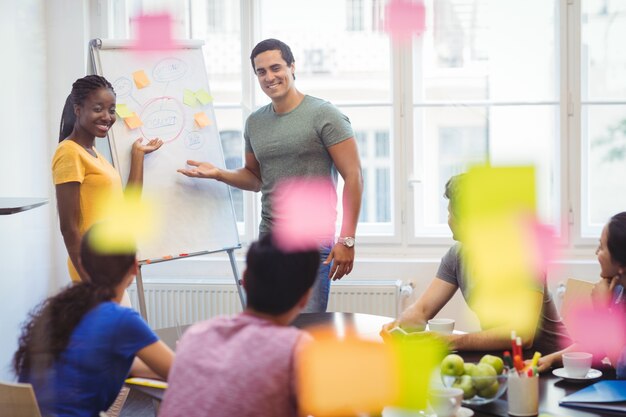 Les dirigeants d&#39;entreprises de discuter avec leurs collègues sur whiteboa