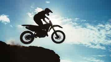 Photo gratuite dirt bike rider participating in races and circuits for the adventure thrill with motorcycle