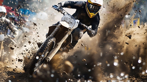 Photo gratuite dirt bike rider participating in races and circuits for the adventure thrill with motorcycle