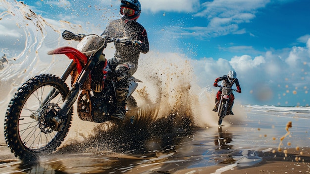 Photo gratuite dirt bike rider with his motorcycle racing in circuits for adventure