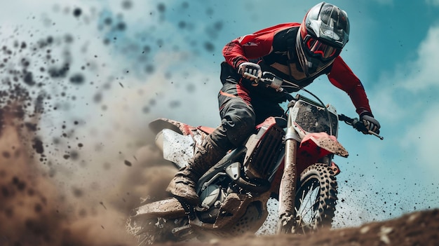 Photo gratuite dirt bike rider with his motorcycle racing in circuits for adventure