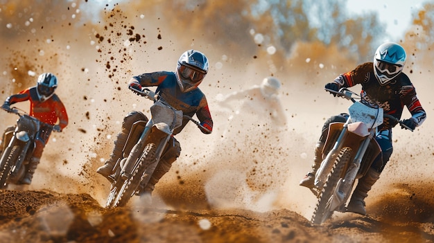 Photo gratuite dirt bike rider with his motorcycle racing in circuits for adventure