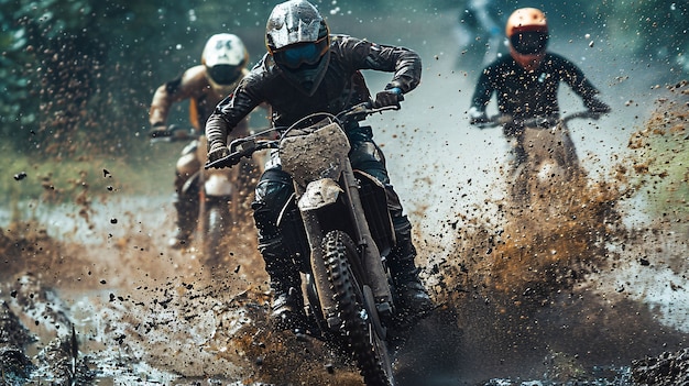 Photo gratuite dirt bike rider with his motorcycle racing in circuits for adventure