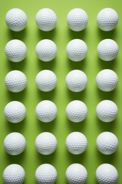 Photo gratuite disposition des balles de golf vue de dessus