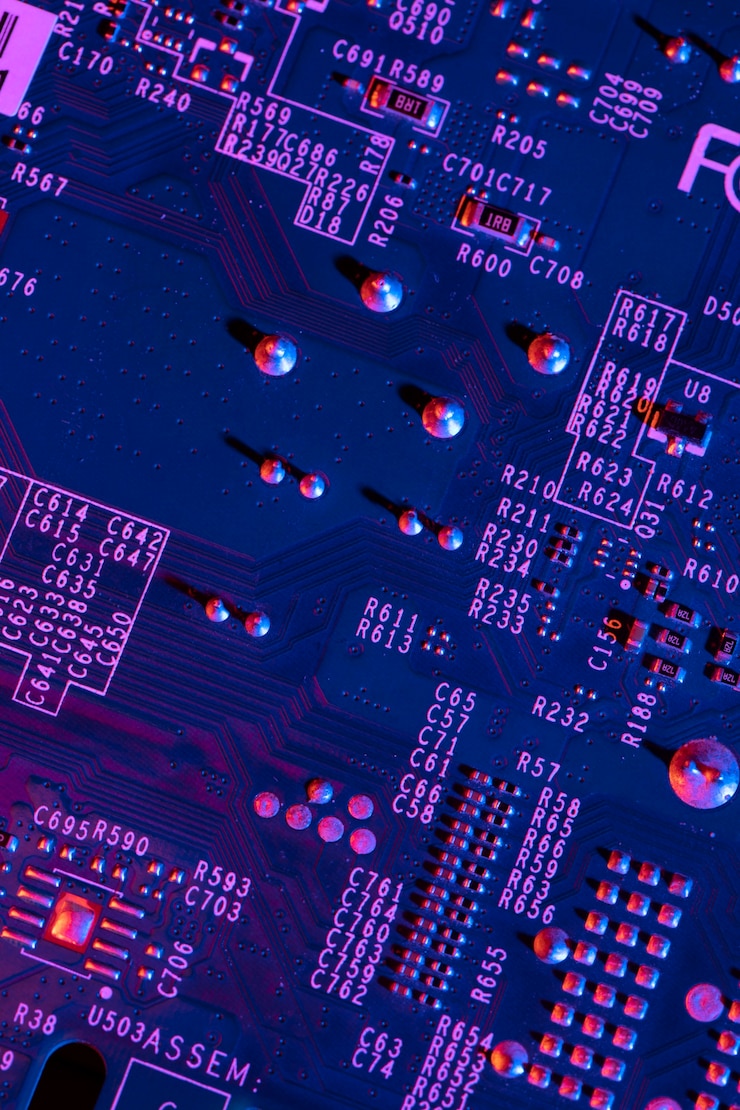 Photo gratuit disque dur vue de dessus avec lumière violette