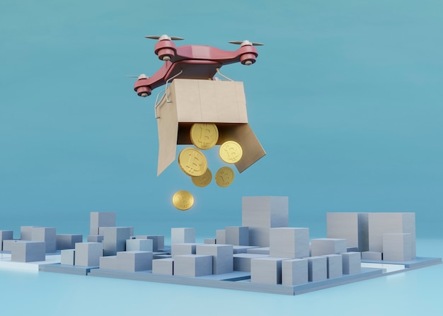 Distribution de crypto-monnaie avec drone à faible angle