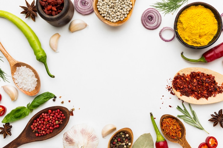 Photo gratuit diveristy of condiments frame with copy-space