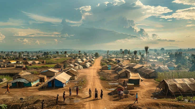 Photo gratuit diverses personnes dans les camps de réfugiés