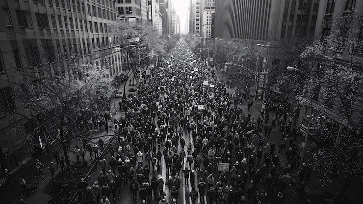 Photo gratuit diverses personnes prenant part aux manifestations